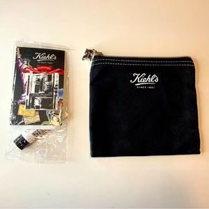 Kiehl’s Travel Set Lip Balm Body Moisturizer Zippered Pouch Cosmetic Bag New